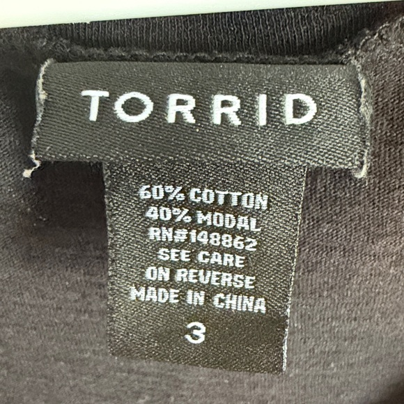 Torrid Black Half Sleeve Top with Butterfly Accents - Picture 2 of 3